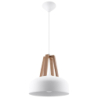 Lampa wisząca CASCO biała/naturalne drewno SOLLUX SL.0388