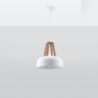 Lampa wisząca CASCO biała/naturalne drewno SOLLUX SL.0388