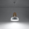 Lampa wisząca CASCO biała/naturalne drewno SOLLUX SL.0388