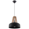 Lampa wisząca CASCO czarna/naturalne drewno SOLLUX SL.0390