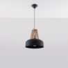 Lampa wisząca CASCO czarna/naturalne drewno SOLLUX SL.0390
