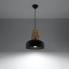 Lampa wisząca CASCO czarna/naturalne drewno SOLLUX SL.0390