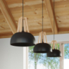 Lampa wisząca CASCO czarna/naturalne drewno SOLLUX SL.0390