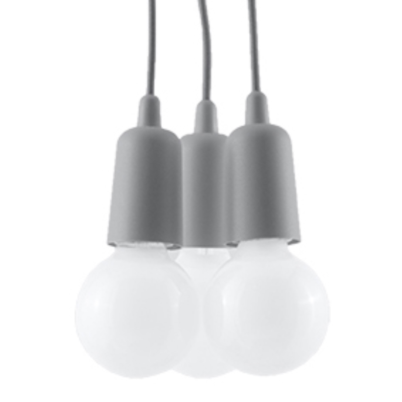 Lampa wisząca DIEGO 3 szara SOLLUX SL.0576