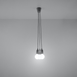 Lampa wisząca DIEGO 3 szara SOLLUX SL.0576