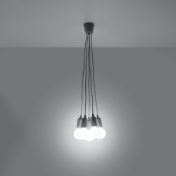 Lampa wisząca DIEGO 5 szara SOLLUX SL.0577