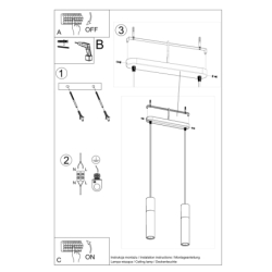 Lampa wisząca BORGIO 2 czarny SOLLUX SL.0651