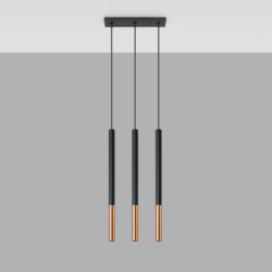 Lampa wisząca MOZAICA 3L czarny/miedź SOLLUX SL.0889