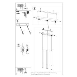 Lampa wisząca MOZAICA 3L czarny/miedź SOLLUX SL.0889