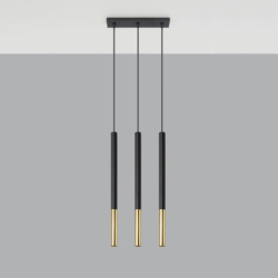 Lampa wisząca MOZAICA 3L czarny/złoto SOLLUX SL.0892