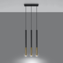 Lampa wisząca MOZAICA 3L czarny/złoto SOLLUX SL.0892