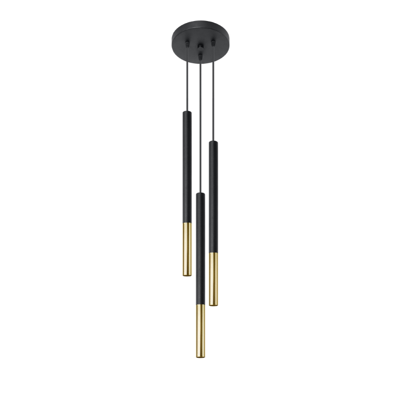 Lampa wisząca MOZAICA 3P czarny/złoto SOLLUX SL.0893