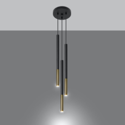 Lampa wisząca MOZAICA 3P czarny/złoto SOLLUX SL.0893