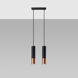 Lampa wisząca LOOPEZ 2 czarny/miedź SOLLUX SL.0947