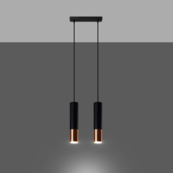 Lampa wisząca LOOPEZ 2 czarny/miedź SOLLUX SL.0947