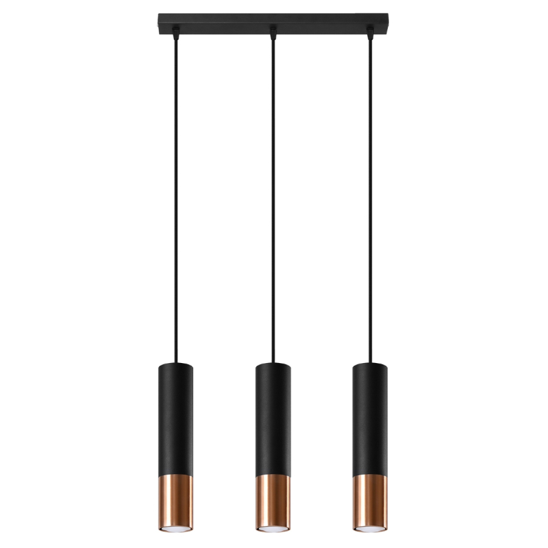 Lampa wisząca LOOPEZ 3L czarny/miedź SOLLUX SL.0948
