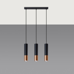 Lampa wisząca LOOPEZ 3L czarny/miedź SOLLUX SL.0948