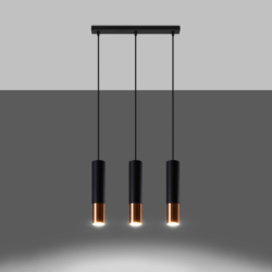Lampa wisząca LOOPEZ 3L czarny/miedź SOLLUX SL.0948