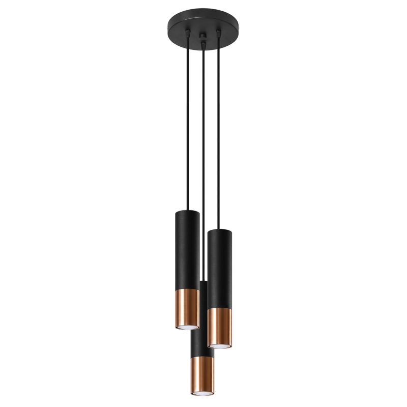 Lampa wisząca LOOPEZ 3P czarny/miedź SOLLUX SL.0949