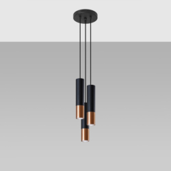 Lampa wisząca LOOPEZ 3P czarny/miedź SOLLUX SL.0949
