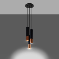 Lampa wisząca LOOPEZ 3P czarny/miedź SOLLUX SL.0949