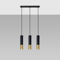 Lampa wisząca LOOPEZ 3L czarny/złoty SOLLUX SL.0954