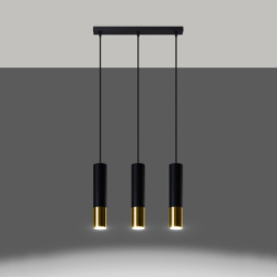 Lampa wisząca LOOPEZ 3L czarny/złoty SOLLUX SL.0954