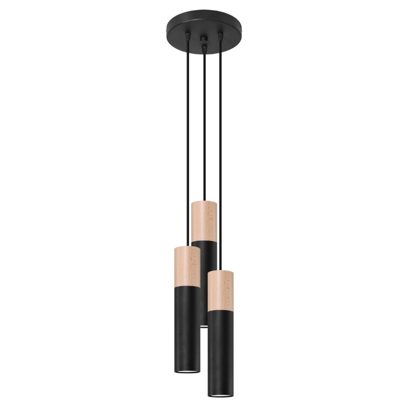Lampa wisząca PABLO 3P czarna SOLLUX SL.1014