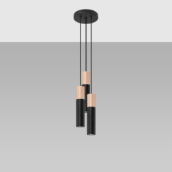 Lampa wisząca PABLO 3P czarna SOLLUX SL.1014