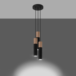 Lampa wisząca PABLO 3P czarna SOLLUX SL.1014