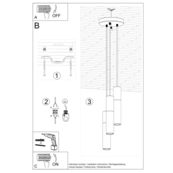 Lampa wisząca BORGIO 3P czarny SOLLUX SL.1081