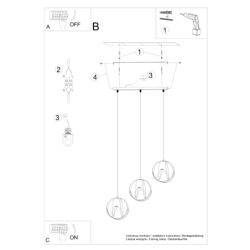 Lampa wisząca TULOS 3L biała SOLLUX SL.1085