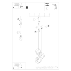 Lampa wisząca TULOS 3P czarna SOLLUX SL.1088