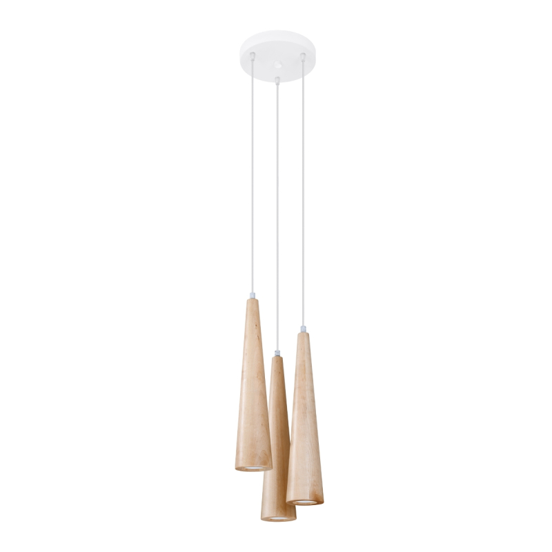 Lampa wisząca SULA 3P naturalne drewno SOLLUX SL.1101