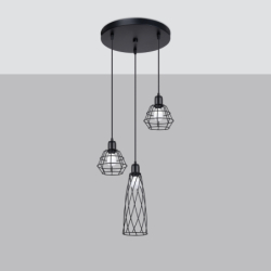 Lampa wisząca SUBA 3P czarna SOLLUX SL.1166