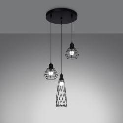 Lampa wisząca SUBA 3P czarna SOLLUX SL.1166