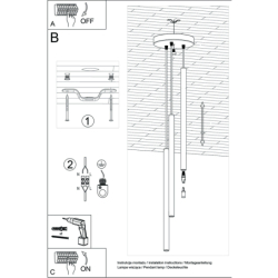 Lampa wisząca PASTELO 3P złota SOLLUX SL.1172