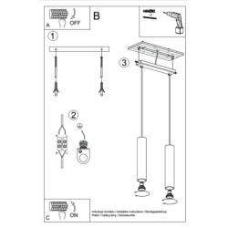 Lampa Wisząca LAGOS 2 złoty połysk SOLLUX SL.1241