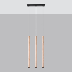 Lampa wisząca PASTELO 3L drewno SOLLUX SL.1267