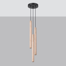 Lampa wisząca PASTELO 3P drewno SOLLUX SL.1268