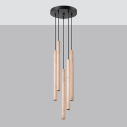 Lampa wisząca PASTELO 5P drewno SOLLUX SL.1270