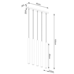 Lampa wisząca PASTELO 5L beton SOLLUX SL.1274