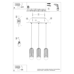 Lampa wisząca BRINA 3L czarna SOLLUX SL.1334