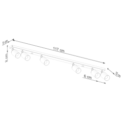 Plafon WINX 6L czarny/chrom SOLLUX SL.1372