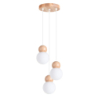 Lampa wisząca PEKKA 3P biała/naturalne drewno SOLLUX SL.1391