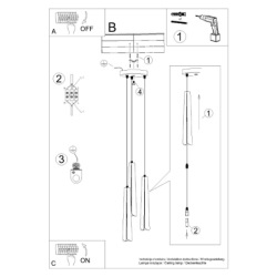 Lampa wisząca PRYSM 3P czarna SOLLUX SL.1401