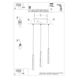 Lampa wisząca PRYSM 3L czarna SOLLUX SL.1402