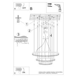 Żyrandol RIO 3 55/78/110 złoty LED 4000K THORO TH.269