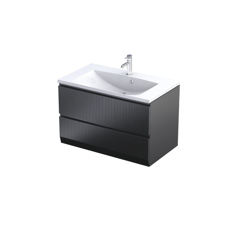 Szafka podumywalkowa 80 cm, dwie szuflady BRYLANT UNI czarny mat (ryflowany) ORISTO OR36-SD2S-80-8R