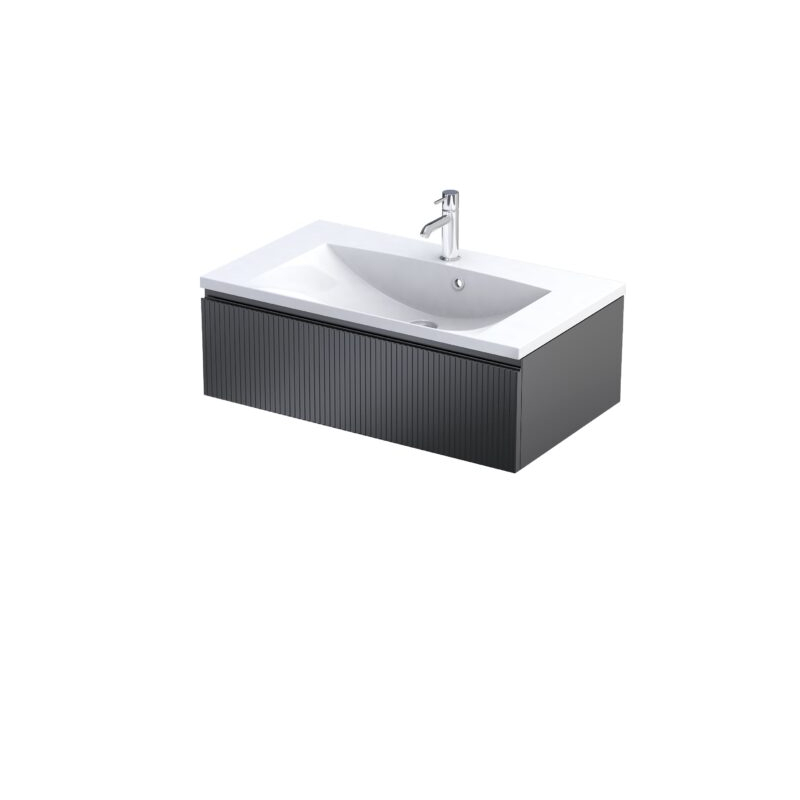 Szafka podumywalkowa 80 cm, jedna szuflada BRYLANT UNI czarny mat (ryflowany), uchwyt chrom połysk ORISTO OR36-SD1S-80-8R